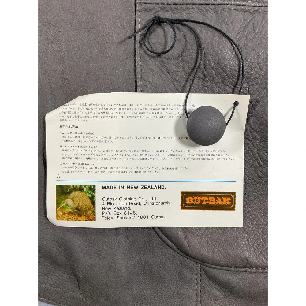 Outbak New Zealand Lamb Nappa Leather Blazer Jacket Grey Thunder Mens 44 Vintage